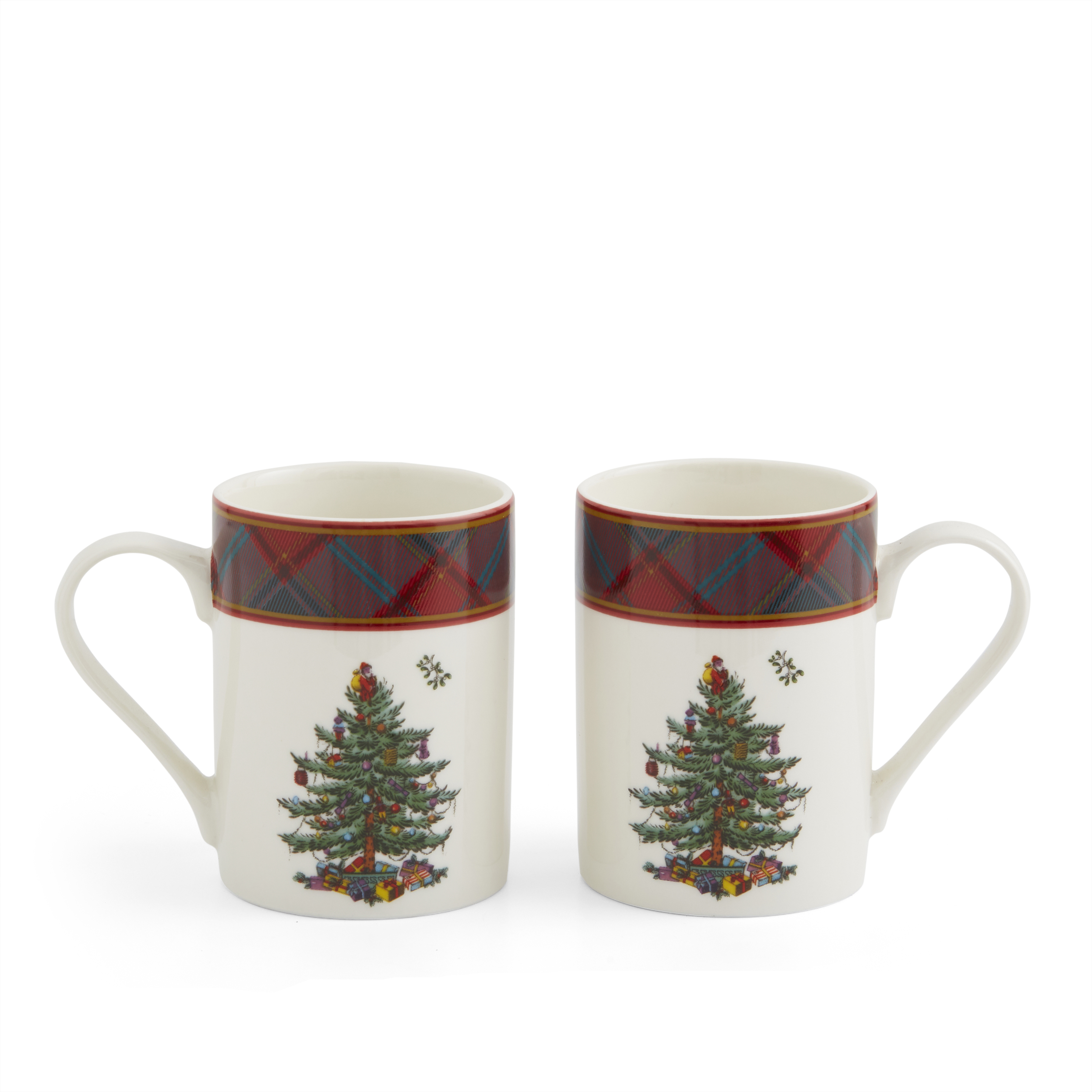 Christmas Tree Tartan Set of 2 Mugs & Tray image number null